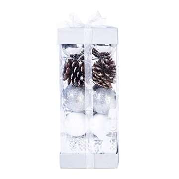 Xena 20 Piece Silver White Christmas Ornament Gift Set