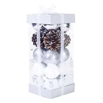 Xena 20 Piece Silver White Christmas Ornament Gift Set