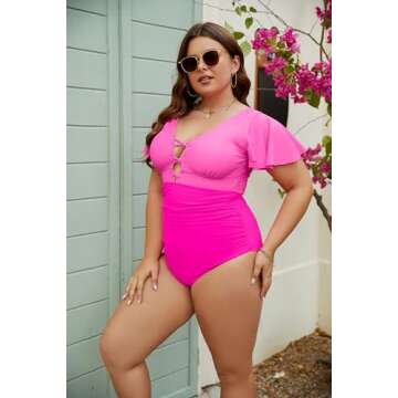 Blooming Jelly Women's Plus Size One Piece Swimsuit Tummy Control Bathing Suits Crisscross V Neck Sw...
