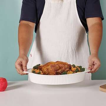 LEETOYI Elegant Oval Porcelain Bakeware with Double Handles for Stylish Cooking