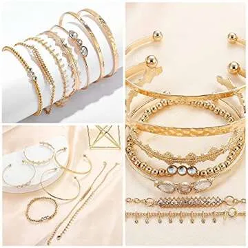 Versatile Magitaco 30 PCS Boho Gold Chain Bracelets Set