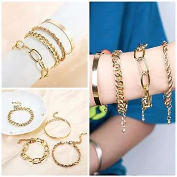 Versatile Magitaco 30 PCS Boho Gold Chain Bracelets Set