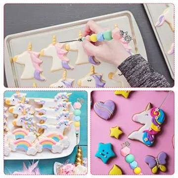 Patelai 4 Pieces Scriber Needle Sugar Stir Needle Scriber Modelling Tool Biscuit Cookie Icing Pin Cake Decorating Supplies Baking Scribe Tool for Craft