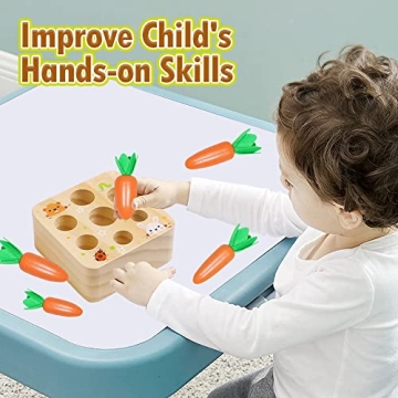 Engaging Montessori Wooden Carrot Harvest Game for Toddlers