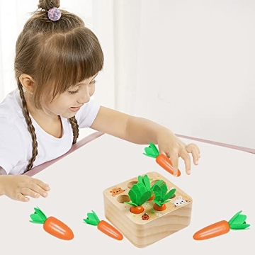 Engaging Montessori Wooden Carrot Harvest Game for Toddlers