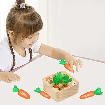 Engaging Montessori Wooden Carrot Harvest Game for Toddlers