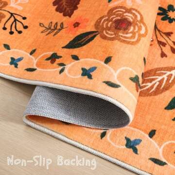 Rugcomf 2'x6' Washable Non-Slip Floral Runner Rug