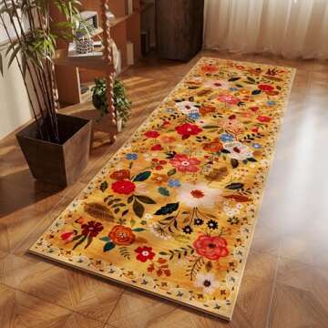 Rugcomf 2'x6' Washable Non-Slip Floral Runner Rug