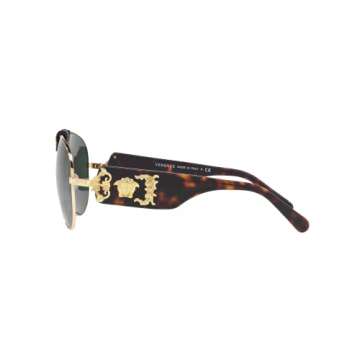 Versace Man Sunglasses Gold Frame Dark Green Lenses 62MM