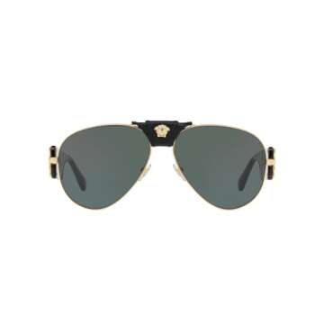 Versace Man Sunglasses Gold Frame Dark Green Lenses 62MM
