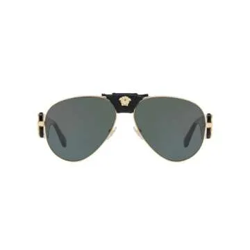Versace Man Sunglasses Gold Frame Dark Green Lenses 62MM