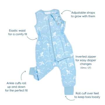 HALO Sleepsack Toddler Sleeping Bag, 100% Cotton Wearable Blanket, TOG 0.5, Dragons, 3T