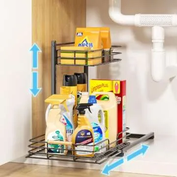Delamu Under Sink Organizer with Pull-Out Design
