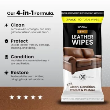 EVEO Leather Cleaner Wipes for Safe Conditioning and Care