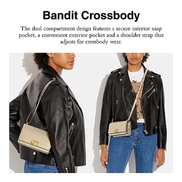 COACH Luxe Refined Calf Leather Bandit Crossbody, Ivory, One Size