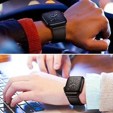 OUHENG Genuine Leather Apple Watch Band - Stylish & Durable