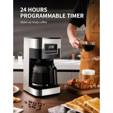 SHARDOR 10-Cup Programmable Coffee Maker, Regular & Strong Brew Drip Coffee Machine for Home and Off...