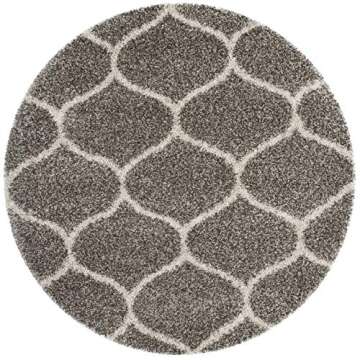 SAFAVIEH Hudson Shag 9' Round Grey/Ivory Area Rug - Cozy Non-Shedding Design for Stylish Spaces