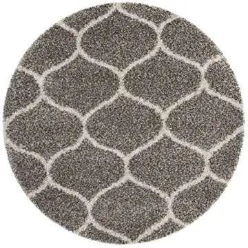 SAFAVIEH Hudson Shag 9' Round Grey/Ivory Area Rug - Cozy Non-Shedding Design for Stylish Spaces