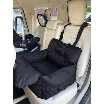 JACKO & CO - Premium Dog Car Seat & Bed for Small & Medium Dogs up to 30lbs, Soft Travel Bed & Carrier Bag for Pets, Puppies, Cats for Front & Back Seat, Machine Washable & Water Resistant (Black)