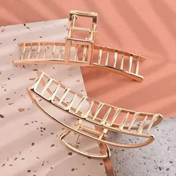 6 Pack Large Hair Claw Clips for Woman,Gold hair clips,Strong Hold metal jaw clip,Hair Clamps for Thin Thick Hair,Fashion Hair Accessories, Gifts for women