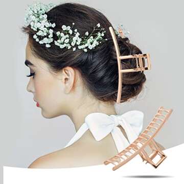 6 Pack Large Hair Claw Clips for Woman,Gold hair clips,Strong Hold metal jaw clip,Hair Clamps for Thin Thick Hair,Fashion Hair Accessories, Gifts for women