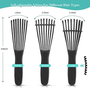 Detangling Hair Brush, Detangling brush for Adults and Kids, Comb Set for Kinky Curly Coily and Wavy Hair, For Wet and Dry Hair, Afro American Type 3a-4c, Comfortable Grip, Easy to Clean(Black)