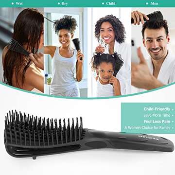 Detangling Hair Brush, Detangling brush for Adults and Kids, Comb Set for Kinky Curly Coily and Wavy Hair, For Wet and Dry Hair, Afro American Type 3a-4c, Comfortable Grip, Easy to Clean(Black)