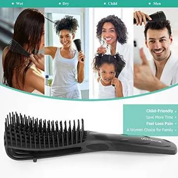 Detangling Hair Brush, Detangling brush for Adults and Kids, Comb Set for Kinky Curly Coily and Wavy Hair, For Wet and Dry Hair, Afro American Type 3a-4c, Comfortable Grip, Easy to Clean(Black)