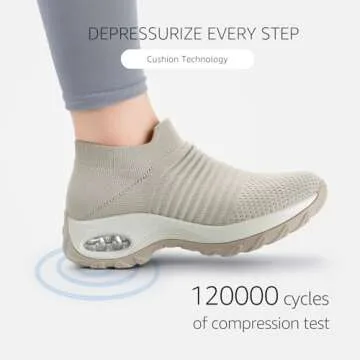 STQ Womens Slip on Walking Shoes Breathable Non Slip Work Shoes Comfortable Air Cushion Orthopedic Sneakers with Arch Support Light Taupe 8.5