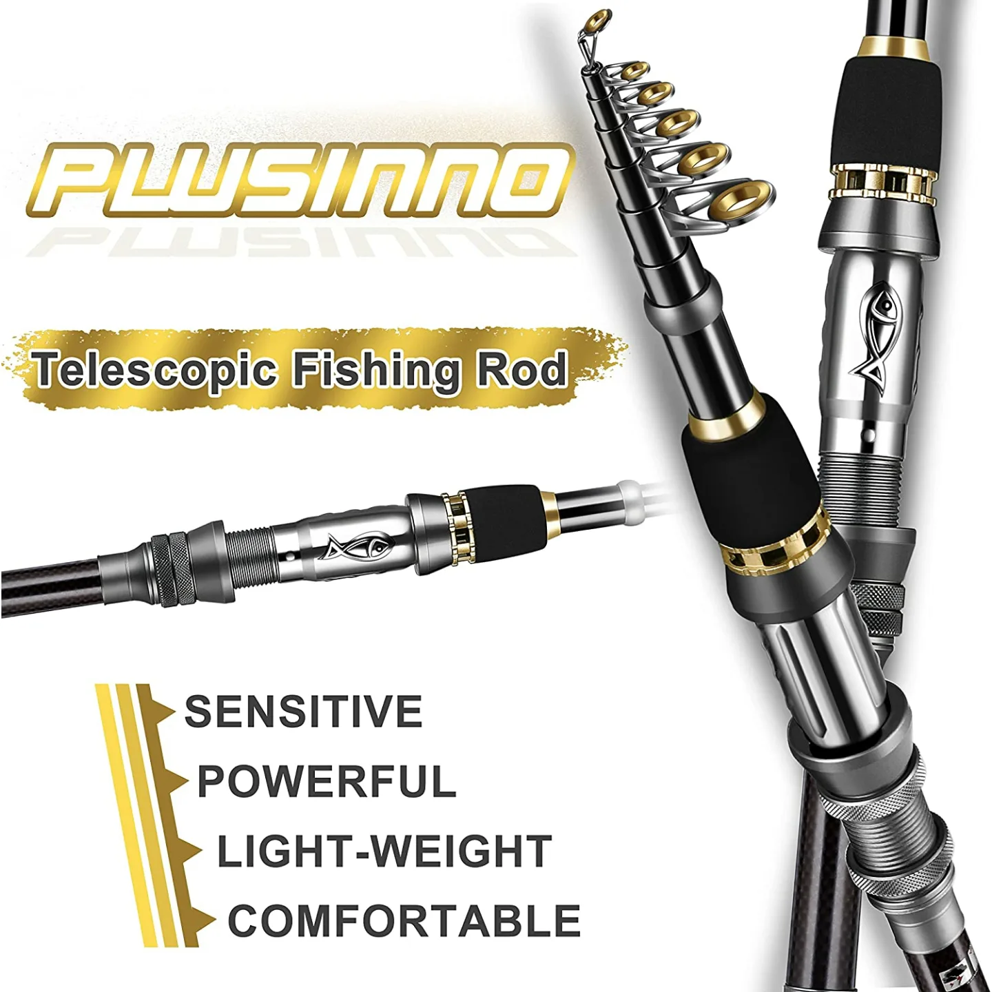 PLUSINNO Fishing Rod & Reel Combo - Carbon Fiber Quality