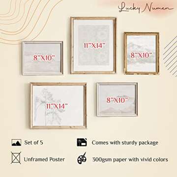 Set 5 Vintage Wall Decor - Oil Painting Antique French Poster, Farmhouse Wall Art, Landscape Wall Art Moody Decor, Gallery Wall Art French Country Decor, Vintage Lake Neutral Wall Decor(UNFRAMED)