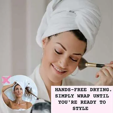 EMIKO Microfiber Hair Towel for Women - Quick Anti Frizz Drying for Long or Curly Hair, Large (43" x 23"), White, Super Absorbent & Soft