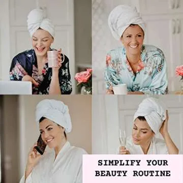 EMIKO Microfiber Hair Towel for Women - Quick Anti Frizz Drying for Long or Curly Hair, Large (43" x 23"), White, Super Absorbent & Soft