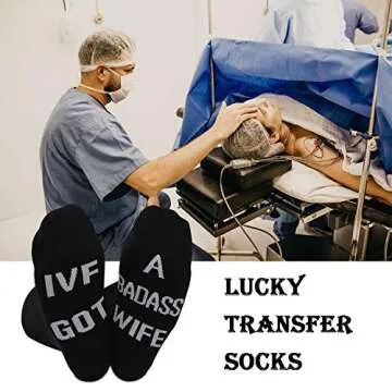 GJTIM Funny IVF Gift for Men IVF Got A Badass Wife IVF Transfer Day Gift Funny Infertility Socks for Men (IVF GOT A BADASS WIFE)