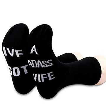 GJTIM Funny IVF Gift for Men IVF Got A Badass Wife IVF Transfer Day Gift Funny Infertility Socks for Men (IVF GOT A BADASS WIFE)
