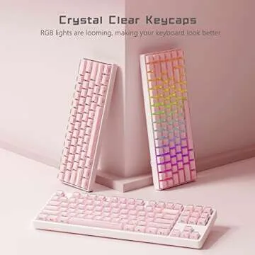 Womier Keycaps, Crystal Jelly Keycaps 60 65 75 100 Percent, Side Printed Key caps Custom113 Keys, OEM Profile for 61/68/84/87/98/100 Cherry Gateron MX Mechanical, Pink
