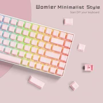 Womier Keycaps, Crystal Jelly Keycaps 60 65 75 100 Percent, Side Printed Key caps Custom113 Keys, OEM Profile for 61/68/84/87/98/100 Cherry Gateron MX Mechanical, Pink