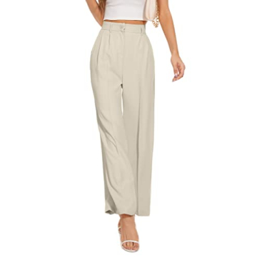 FUNYYZO Women's High Elastic Waisted Wide Leg Pants Good for Work & Casual