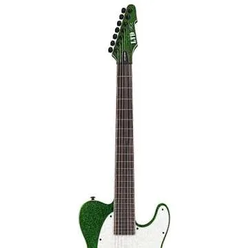 ESP LTD SCT-607 Baritone Signature Series Stephen Carpenter Electric Guitar with Case, Green Sparkle