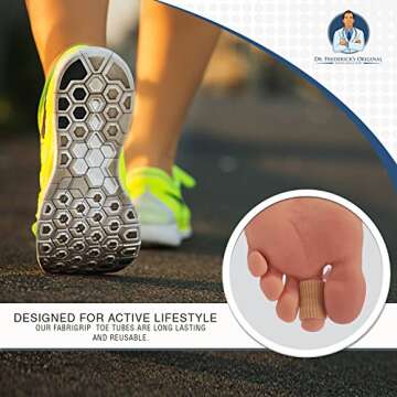 Dr. Frederick's Original Fabrigrip Toe Protectors - 2 Multiple-Use Pieces - Toe Covers to Prevent Blisters, Cushion Bunions, More - Large