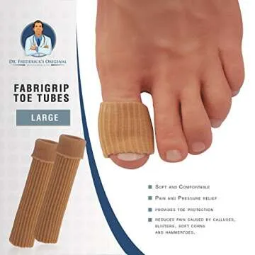 Dr. Frederick's Original Fabrigrip Toe Protectors - 2 Multiple-Use Pieces - Toe Covers to Prevent Blisters, Cushion Bunions, More - Large