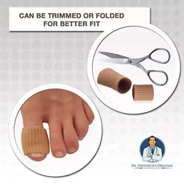 Dr. Frederick's Original Fabrigrip Toe Protectors - 2 Multiple-Use Pieces - Toe Covers to Prevent Blisters, Cushion Bunions, More - Large