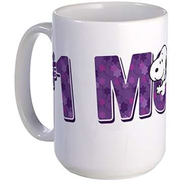 CafePress Snoopy Mom Is #1 Large Mug 15 oz - Unique Ceramic Coffee Mug