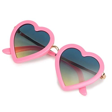 Mibasies Kids Heart Shaped Sunglasses for Toddler Girls Age 3-10, UV 400 Protection (Pink)
