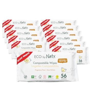 Eco by Naty Baby Wipes Unscented - 100% Compostable and Plant-Based Wipes, Good for Babies and Newbo...