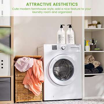 Farmhouse Laundry Detergent Dispenser Bottle - 2 Half Gallon Thick Plastic Fabric Softener Dispenser Container for Laundry Room Organization, Liquid Laundry Soap Dispenser Laundry Room Decor, 2-Pack