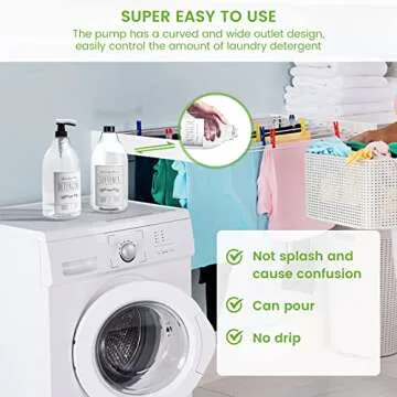 Farmhouse Laundry Detergent Dispenser Bottle - 2 Half Gallon Thick Plastic Fabric Softener Dispenser Container for Laundry Room Organization, Liquid Laundry Soap Dispenser Laundry Room Decor, 2-Pack