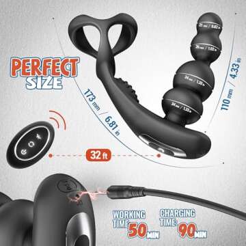 Zenvester Sex Toys for Men, Anal Vibrator Prostate Massager with Cock Ring, Male Sex Toys with 3 Rotating & 10 Vibrating Modes, Anal Sex Toys Anal Beads for Adult Couples with Remote