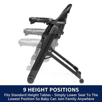 Peg Perego Siesta, Grow With Baby Folding High Chair & Recliner, Height Adjustable, Quick Clean & Easy Push Wheels For Babies & Toddlers, Made in Italy, Arancia (Orange)